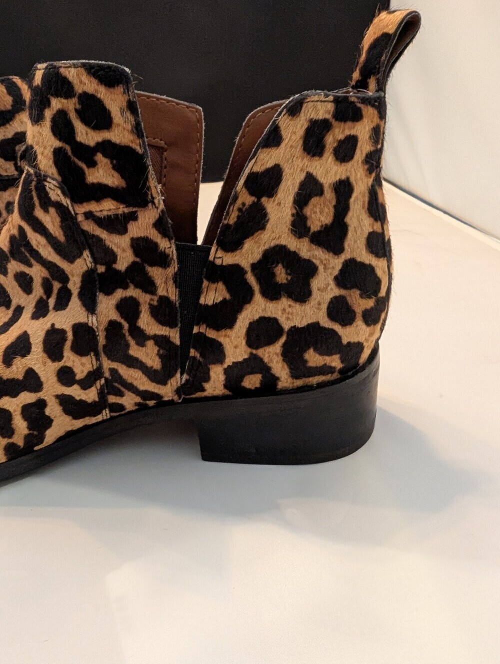 Franco Sarto Leopard Leather Hair-On-Hide Ankle Boots 7.5 - Picture 7 of 8